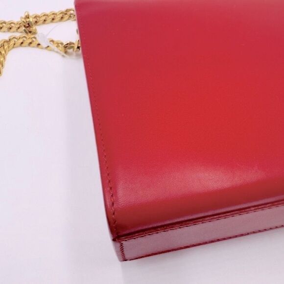 Auth Saint Laurent Red Leather Pompom Kate Clutch Pouchette Tassel Preloved Ex++ - Picture 10 of 16